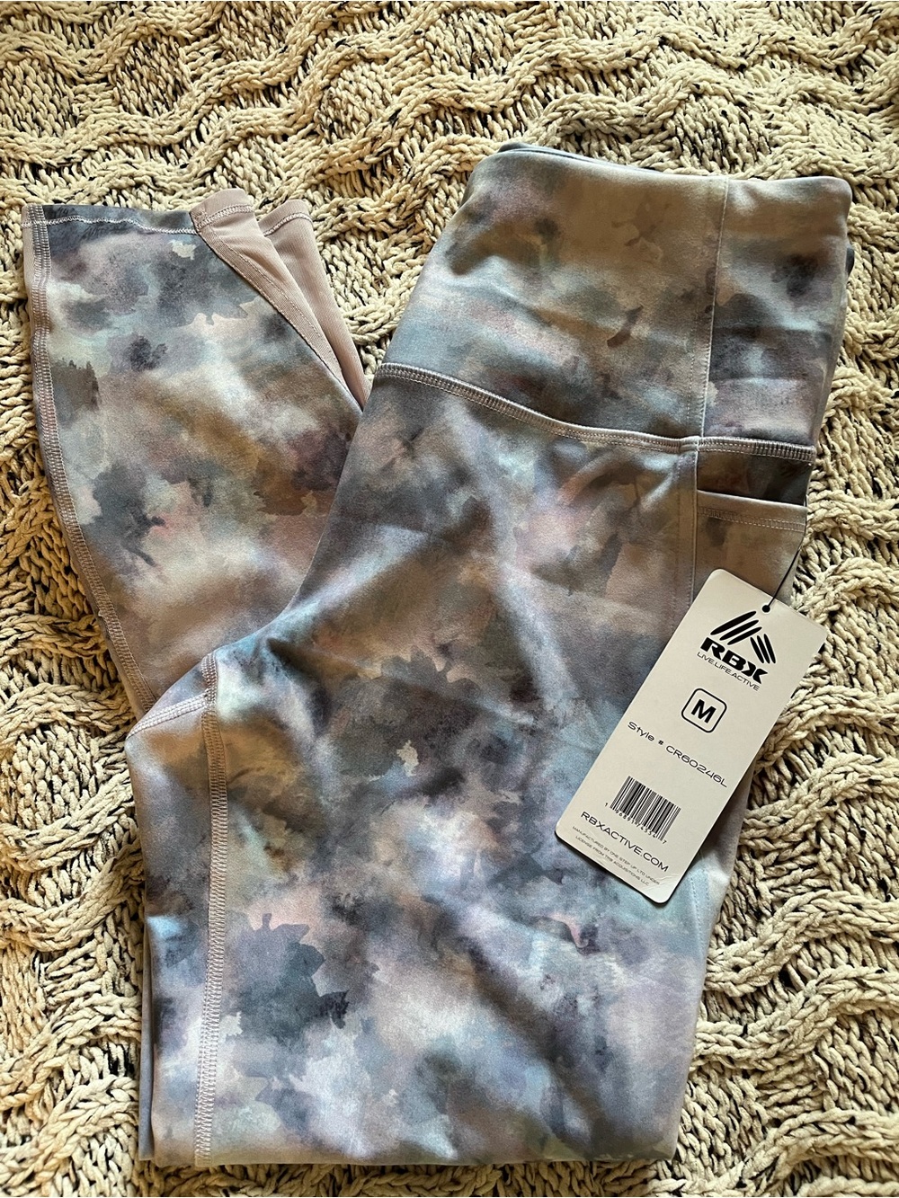 RBX Tie-Dye High-Waist Leggings in Purple, Gray, Pink